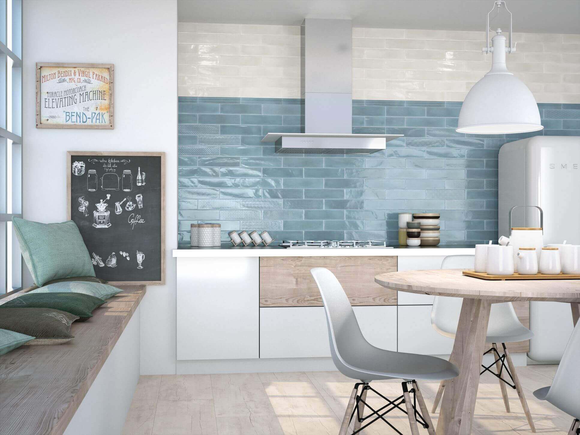 blue and white kitchen wall tiles